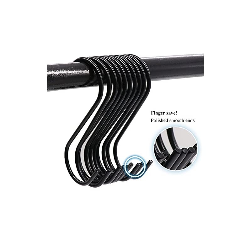 30 Pack  Heavy Duty S Hooks Black Steel S Shaped Hooks for Hanging Pans Pots Plants Bags Towels Kitchen Hooks Hanger, Large 3.5 inch