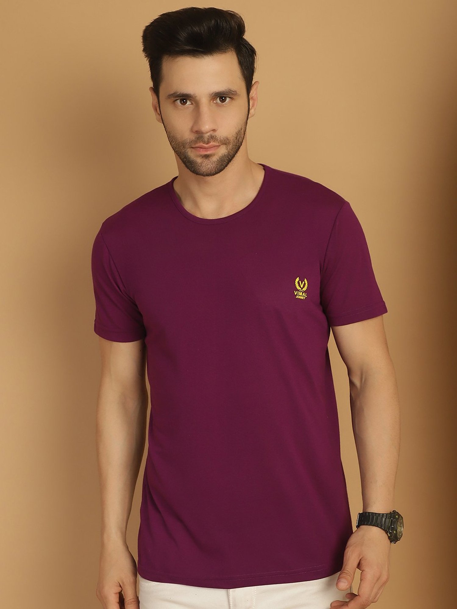 Vimal Jonney Multicolor Regular Fit Crew T-Shirt - Pack of 3