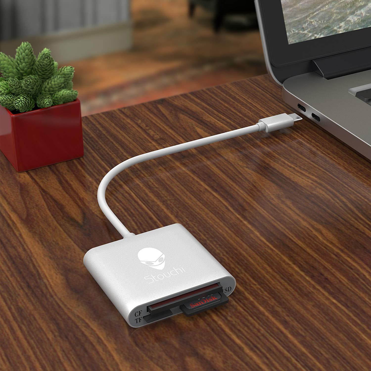 USB C Card Reader,Stouchi USB C to Compact Flash CF Card Reader 3 in 1 USB 3.1Type C 5 Gbps Data Transfer Rate to SD / TF Micro SD / CF Card Reader for MacBook Pro, ChromeBook Pixel and More