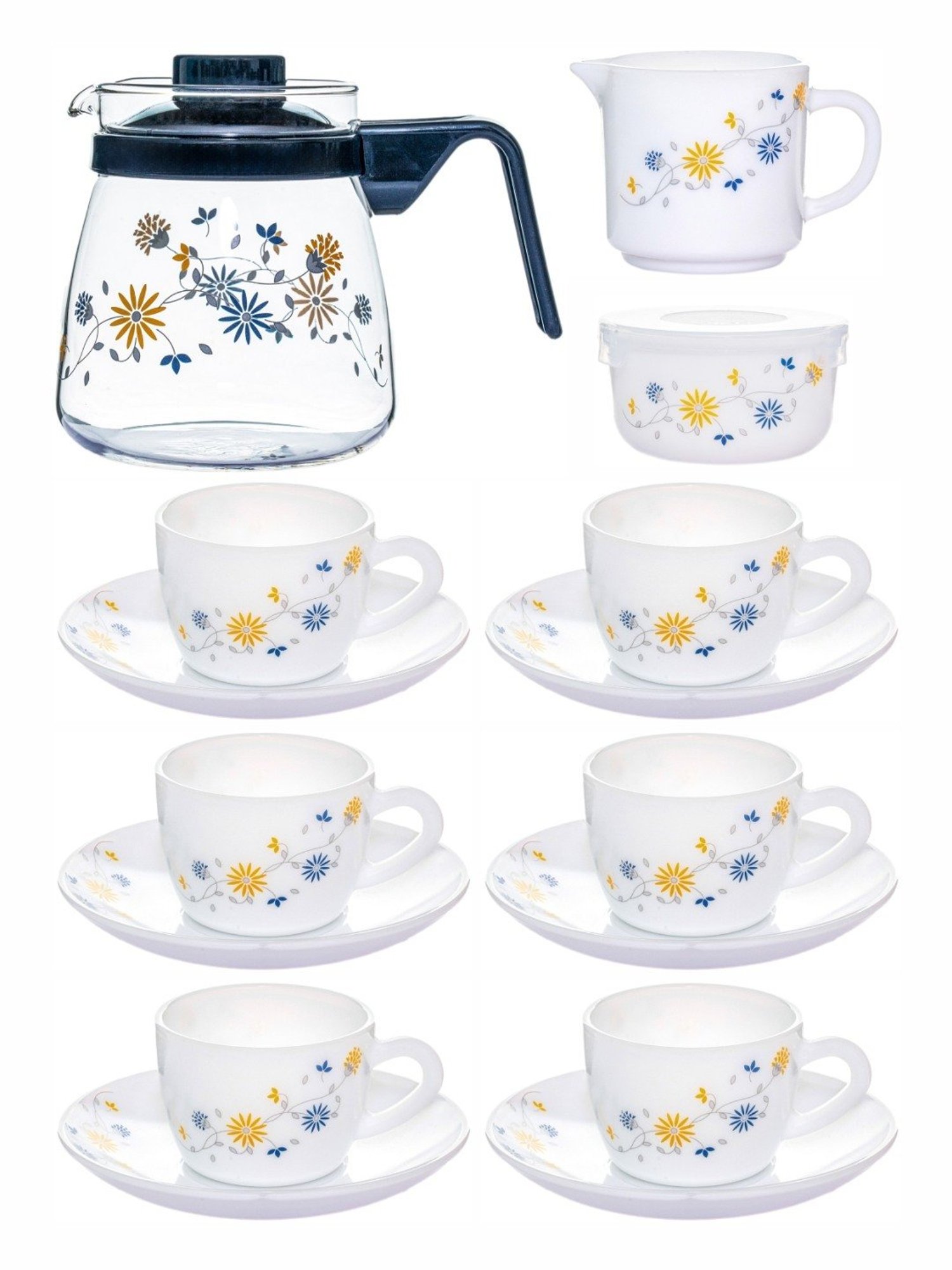 Cello Multicolor Opalware 15pcs Tea Set