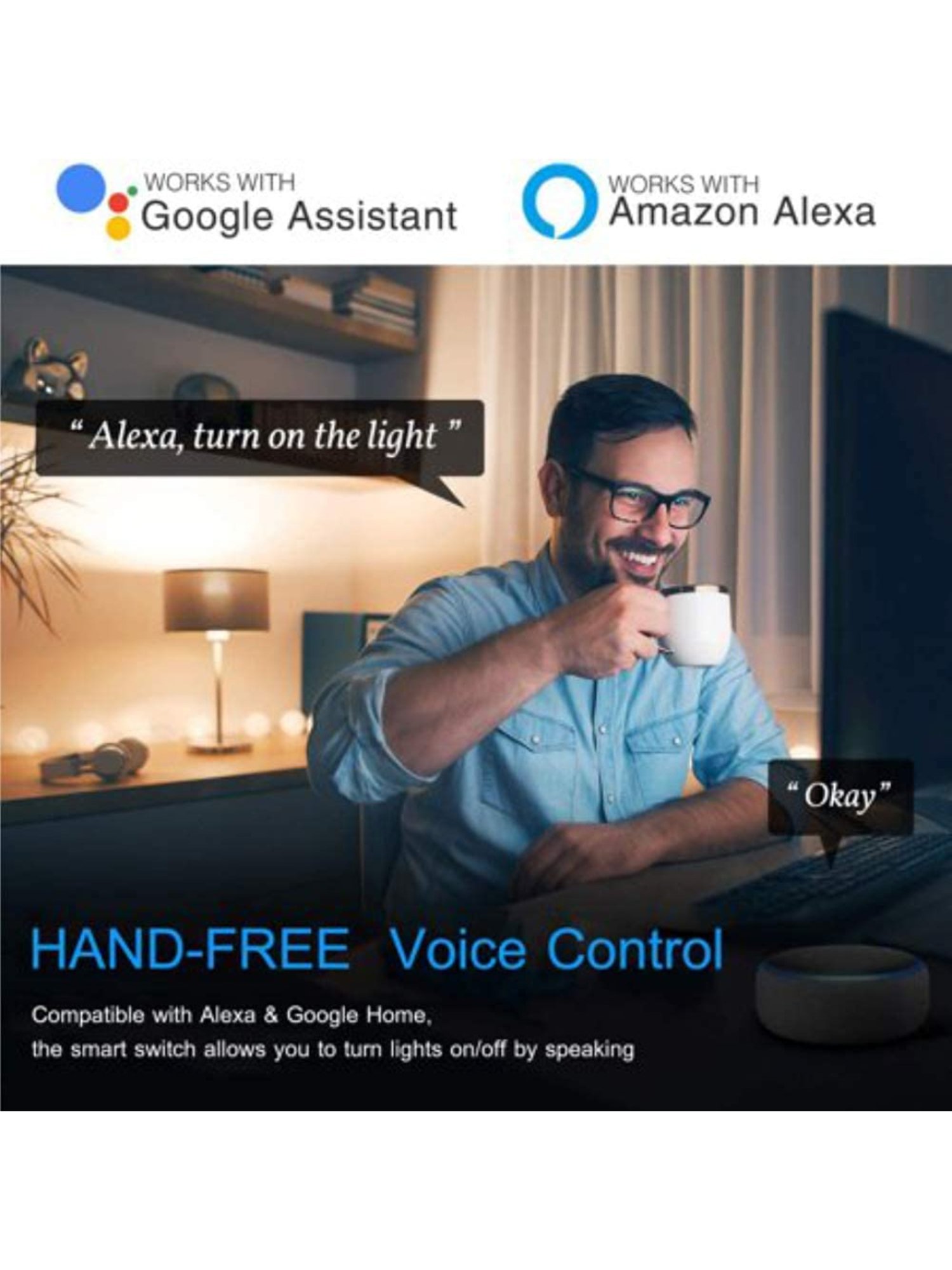 Teqooz Smart Dimmer Wi-Fi plus Bluetooth Touch Switch for Lights, Lamps (Black)