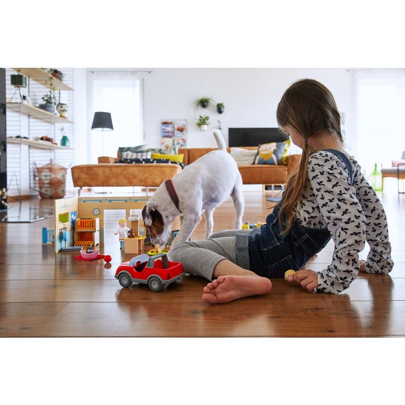 HAPE Wooden Fire Engine Playset with Working Ladder, Fireman and Dog