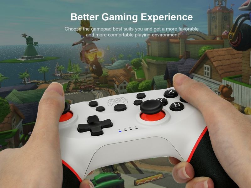SuperStar Wireless Gaming Controller Remote Gamepad Joystick for Nintendo Switch,Bluetooth Rechargeable Gamepad Supports 6-Axis Gyro, Turbo and Dual Vibration(White)