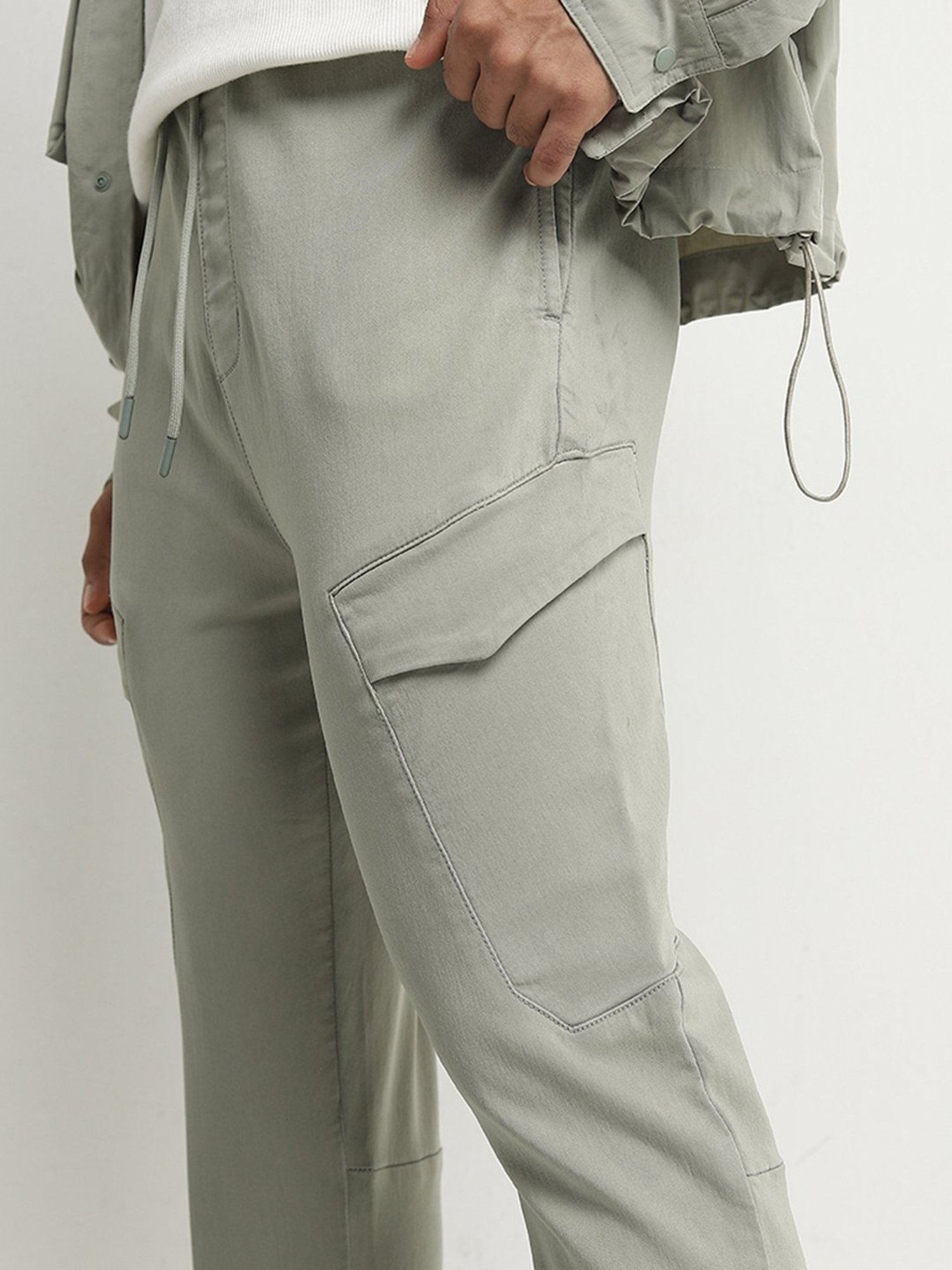 Nuon by Westside Sage Cargo-Style Relaxed-Fit Mid-Rise Trousers