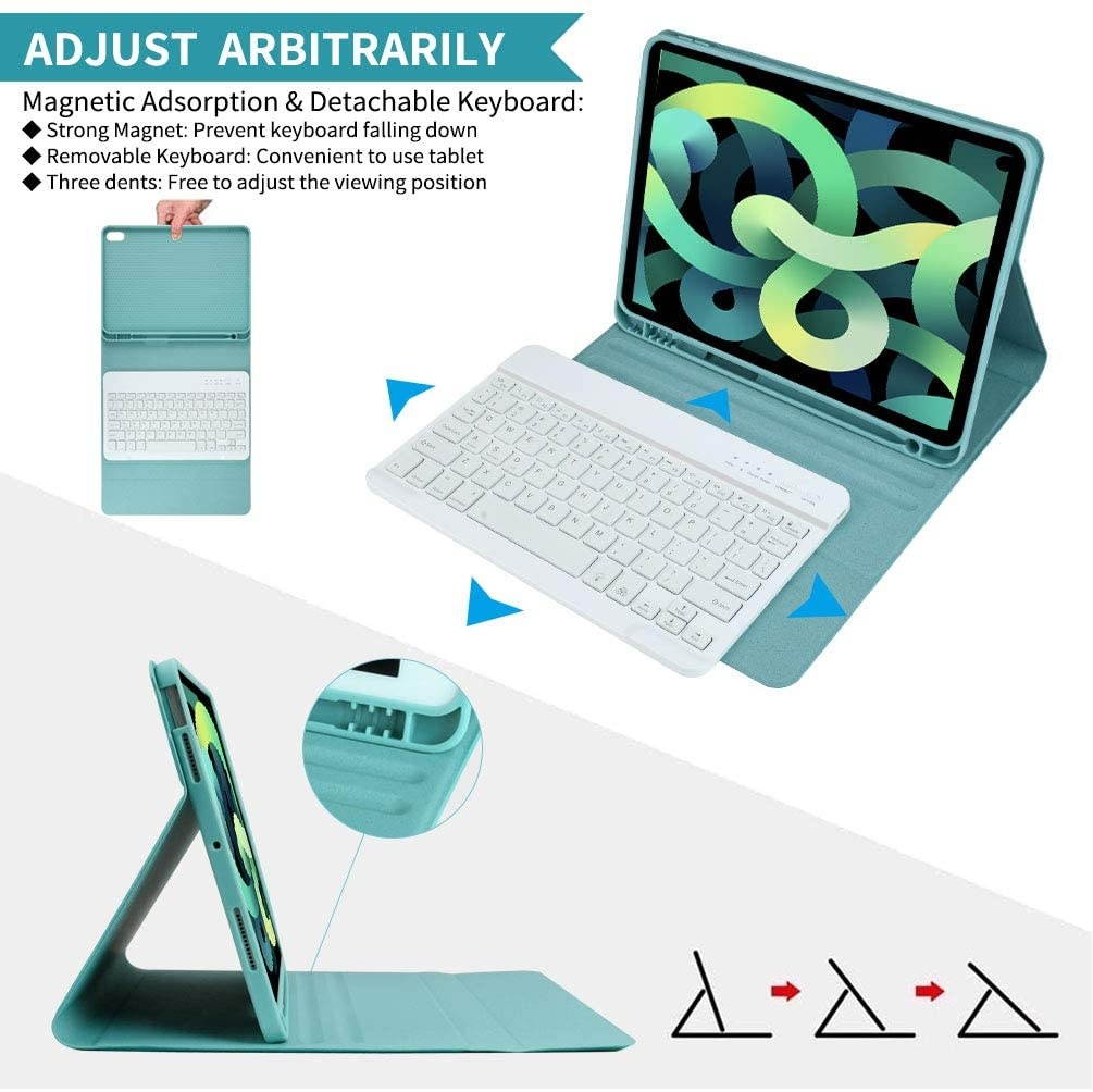 iPad Air 4th Generation Keyboard Case New iPad Air 10.9 2020 Case with Keyboard 7-Color Backlit- Detachable Bluetooth Keyboard Pencil Holder iPad Keyboard Case for 2018 iPad Pro 11 (Lake Blue)