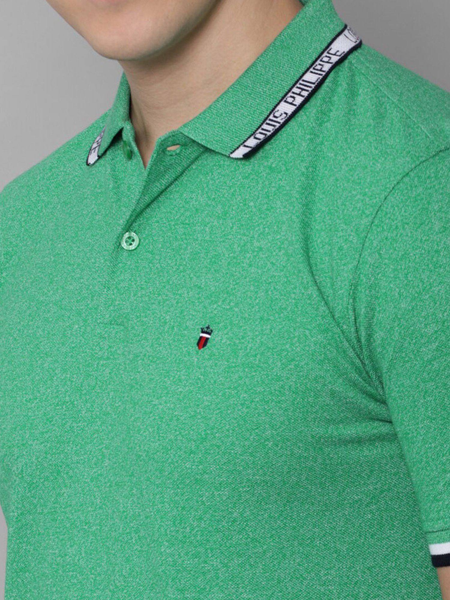 Louis Philippe Sport Light Green Cotton Slim Fit Polo T-Shirt