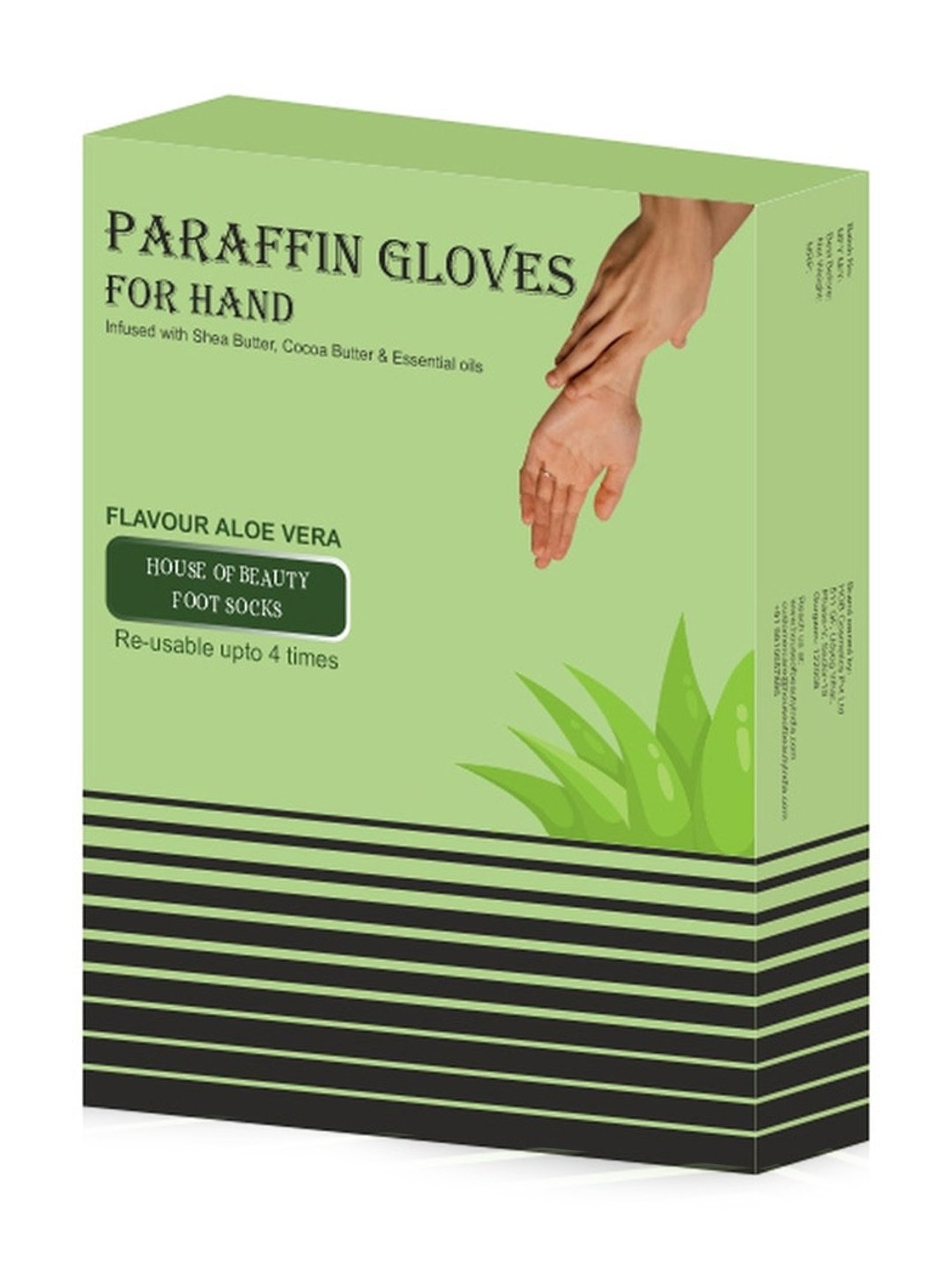 House of Beauty Aloe Vera Paraffin Hand Gloves - 1 Pair - 4 Times Reusable - 225 gm
