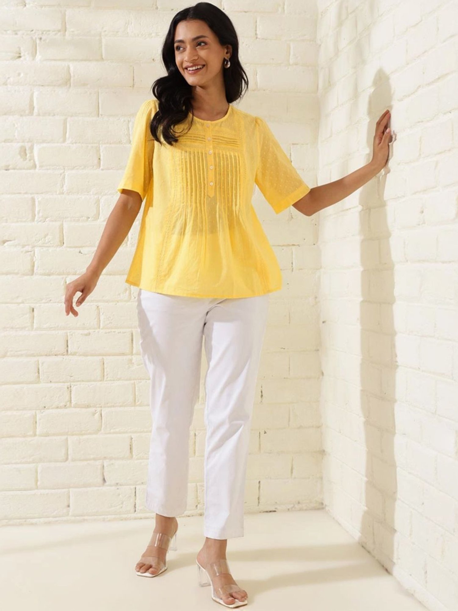 Fabindia Yellow Cotton Top