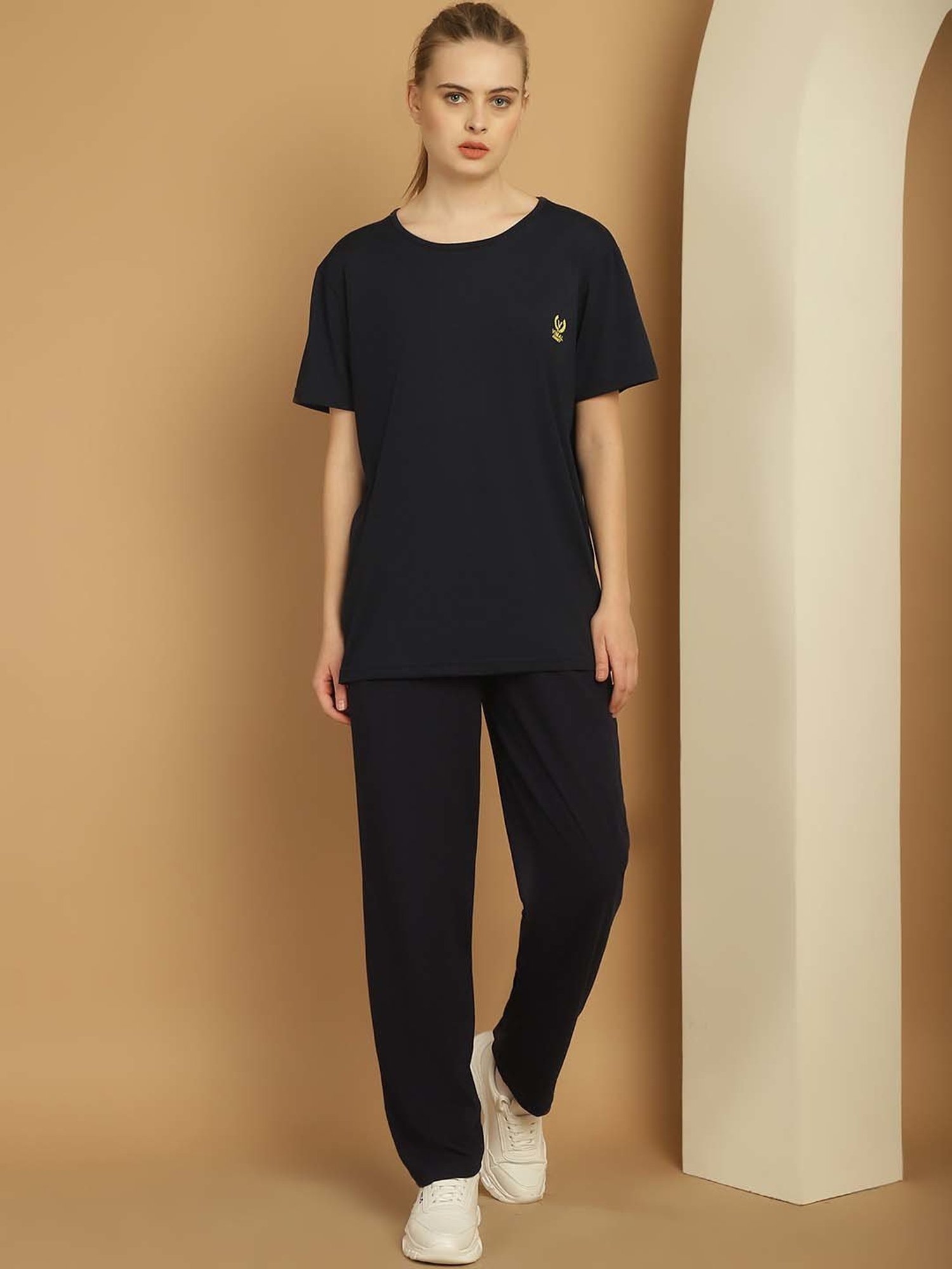 Vimal Jonney Black Cotton Sports T-Shirt Track Pant Set