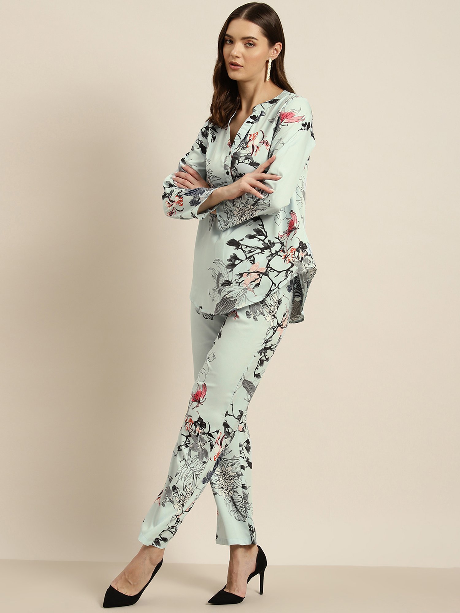 Belle Fille Blue Floral Print Playsuit