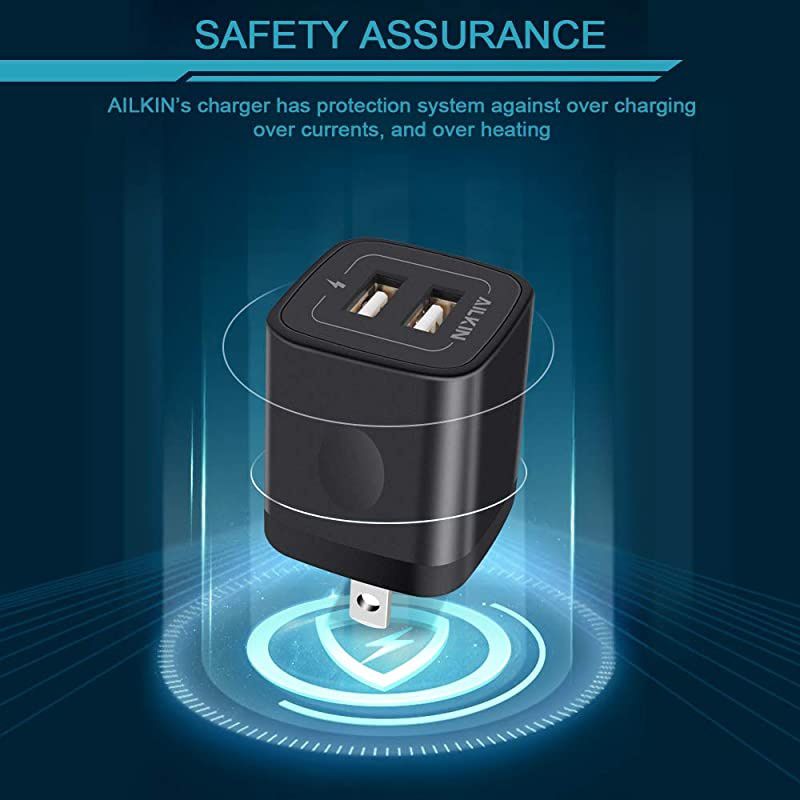 3Pcs Wall Charger,  Travel Charger Adapter Dual USB Port Fast Charging Block Cube Power Plug Box Base Brick for iPhone, Samsung Galaxy, LG, Moto, Google Pixel, Kindle, PS, HTC, Vivo, Oneplus