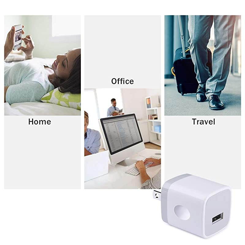 OnePort Charger Plug  1A Charging Blocks 6 PC Ultra Compact Travel Charging Cube Power Adapter Compatible Phone 11 XS 8 6S Samsung S20 S10 Plus S9+ S8 S7 Edge Note 9 LG G8 ThinQ G7 G6 Moto