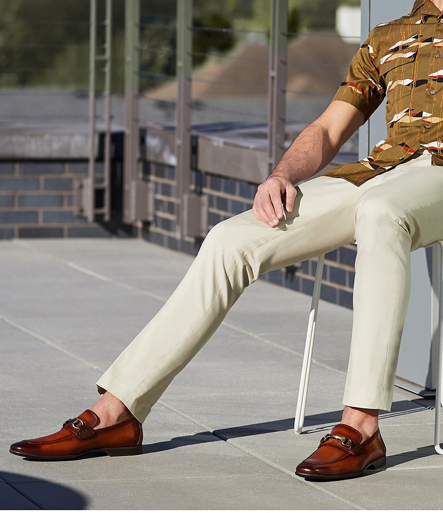 Magnanni Men's Rafa 2 Leather Bit Buckle Detail Moc-Toe Dress Shoes