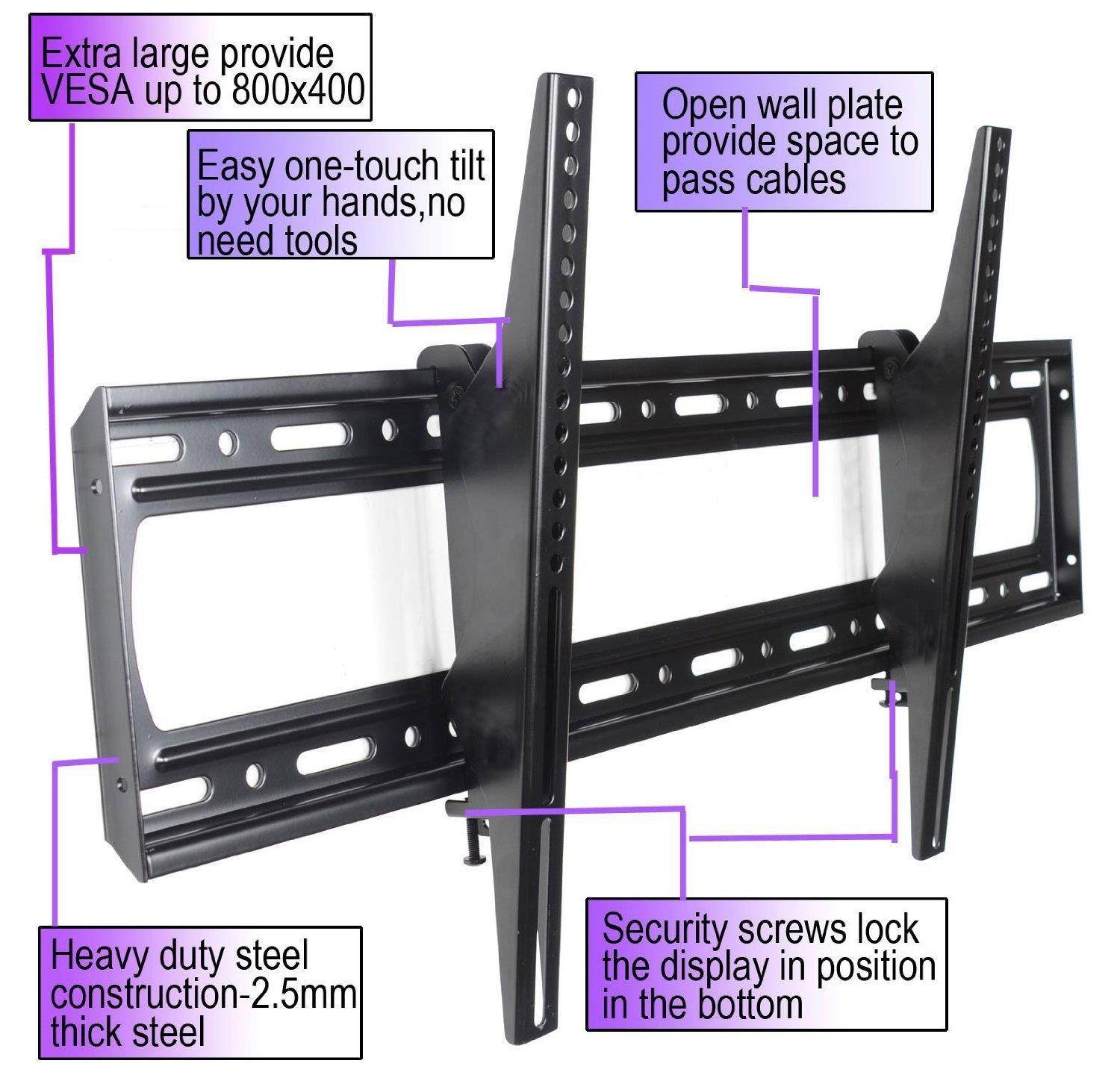 VideoSecu Tilting Extra Large TV Wall Mount Bracket for most 40"-80" LED LCD Plasma OLED 3D TV up to VESA 800x400mm and 220 LBS Loading Capacity, Compatible with Sony,Samsung,LG,Sharp,Vizio MP804B MZ8