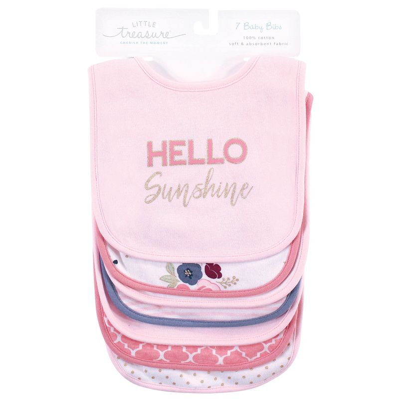 Little Treasure Baby Girl Cotton Bibs, Hello Sunshine, One Size