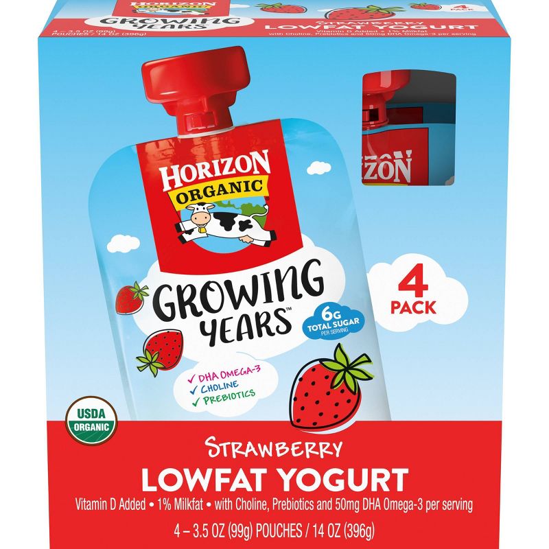 Horizon Organic Growing Years Strawberry Kids' Yogurt Pouch - 14oz/4pk
