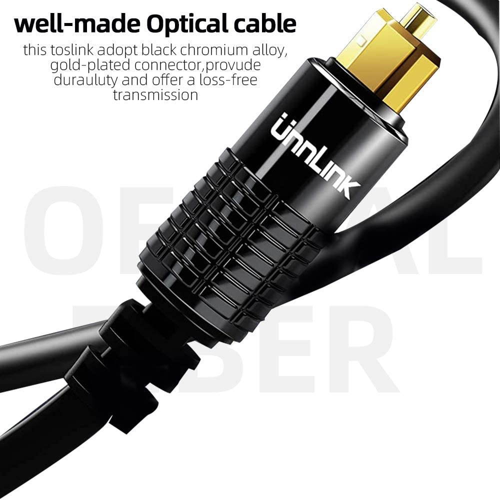 Unnlink Digital SPDIF Toslink Optical Cable Audio 9.8ft/3m HiFi 5.1 Fiber Cable for TV Box PS4 Xbox Speaker Wire Soundbar Amplifier Subwoofer