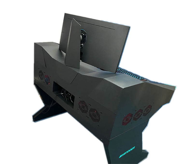 ALAMENGDA  Full Tower Computer Case All-in-one Desk Case Desk / DIY Cool Transparent Built-in MOD / Large Computer Case Table/With Small Secondary Screen