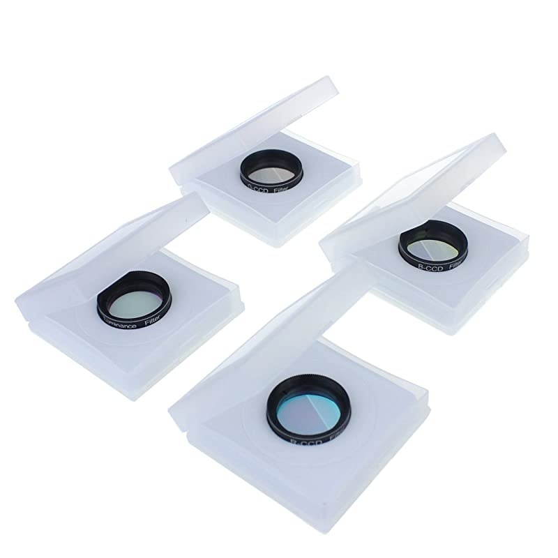 1.25 Inch 4pcs Color Filter Set for Telescope Eyepiece - No.12 Yellow, No.23 Red, No.80A Blue and No.56 Green