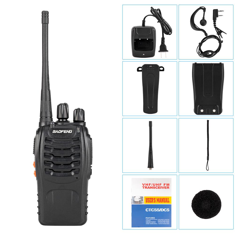 2 Pcs BF-888S 5W 400-470MHz 16CH Two-way Ham Radio Handheld Walkie Talkie