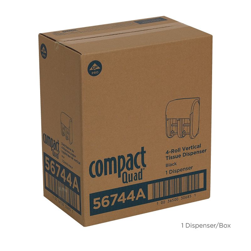 Georgia-Pacific Compact 4-Roll Quad Coreless Toilet Paper Dispenser by GP PRO Black 2726343
