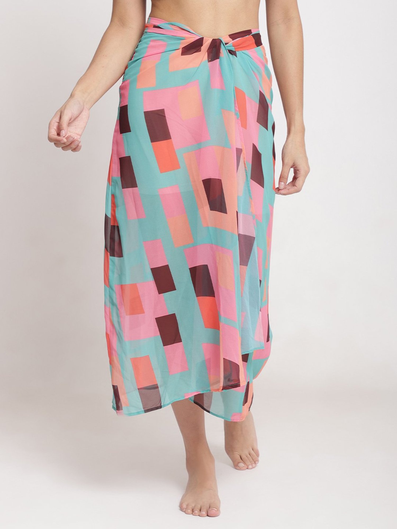 Erotissch Blue Printed Beachwear Cover-Up Skirt