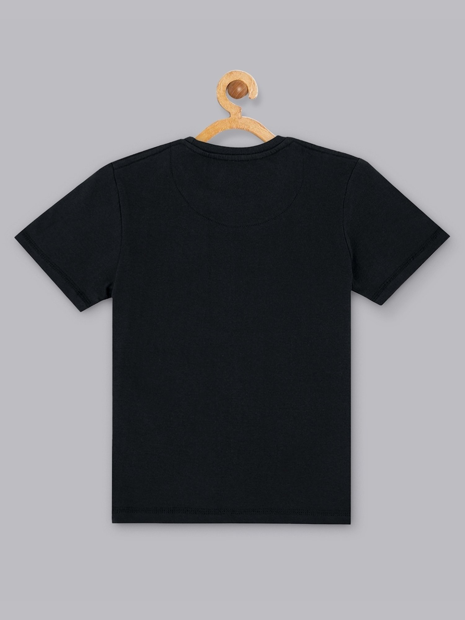 Kidsville Black Cotton Printed T-Shirt