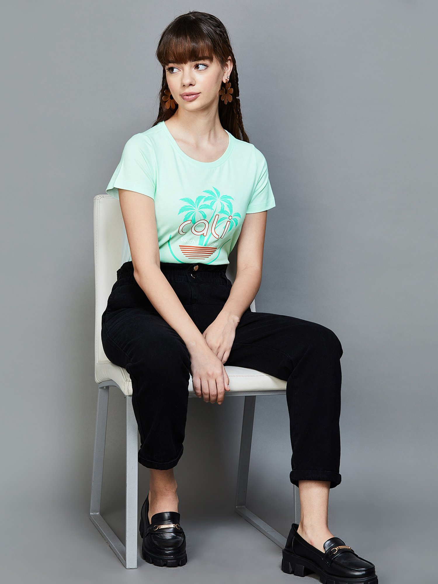Fame Forever by Lifestyle Green Cotton Printed Top