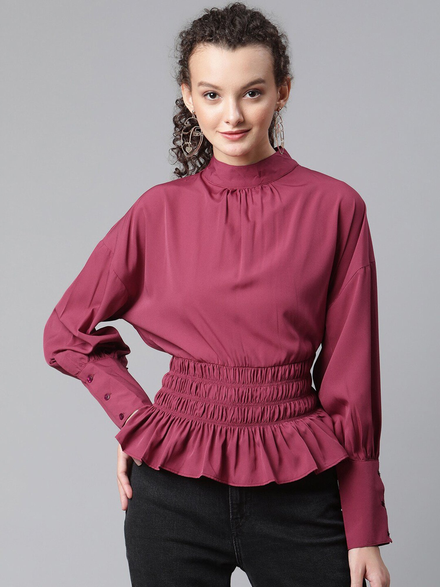 Melon by PlusS Maroon Round Neck Top