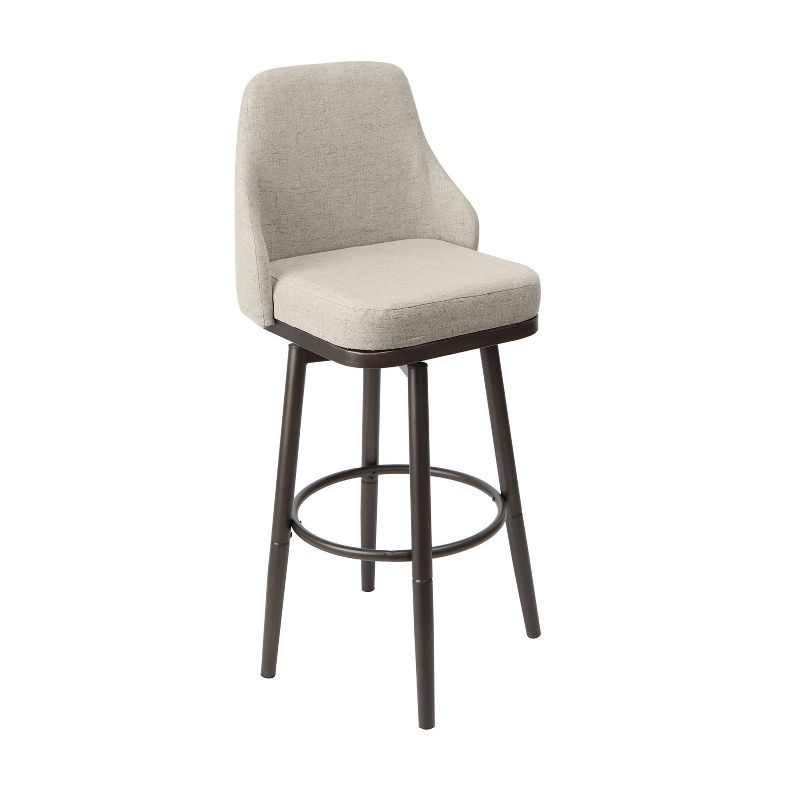 Adjustable Swivel Curved Barstool Linen Gray - Silverwood