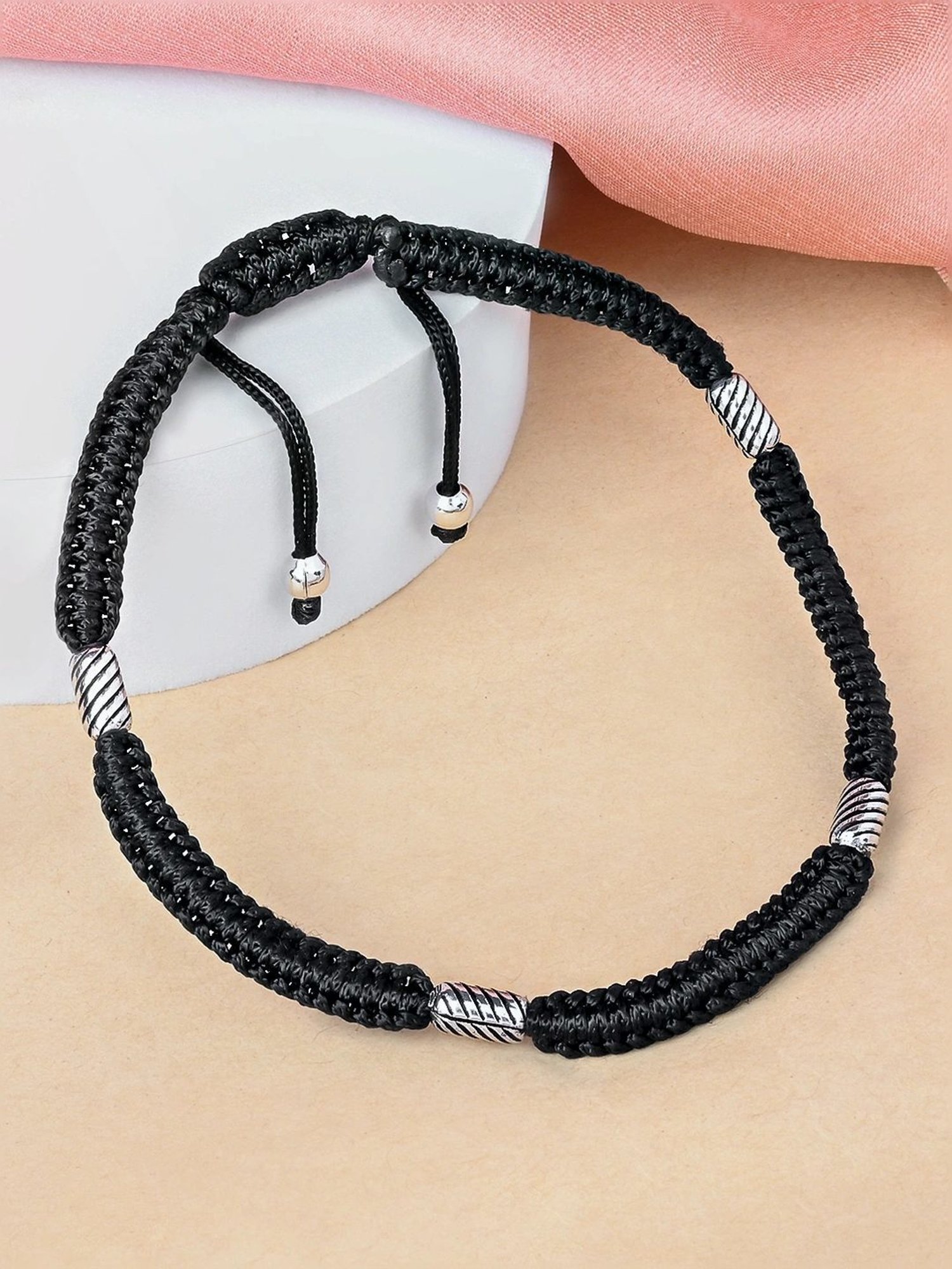 Touch925 Twisted Lines Silver Thread Anklet for Women