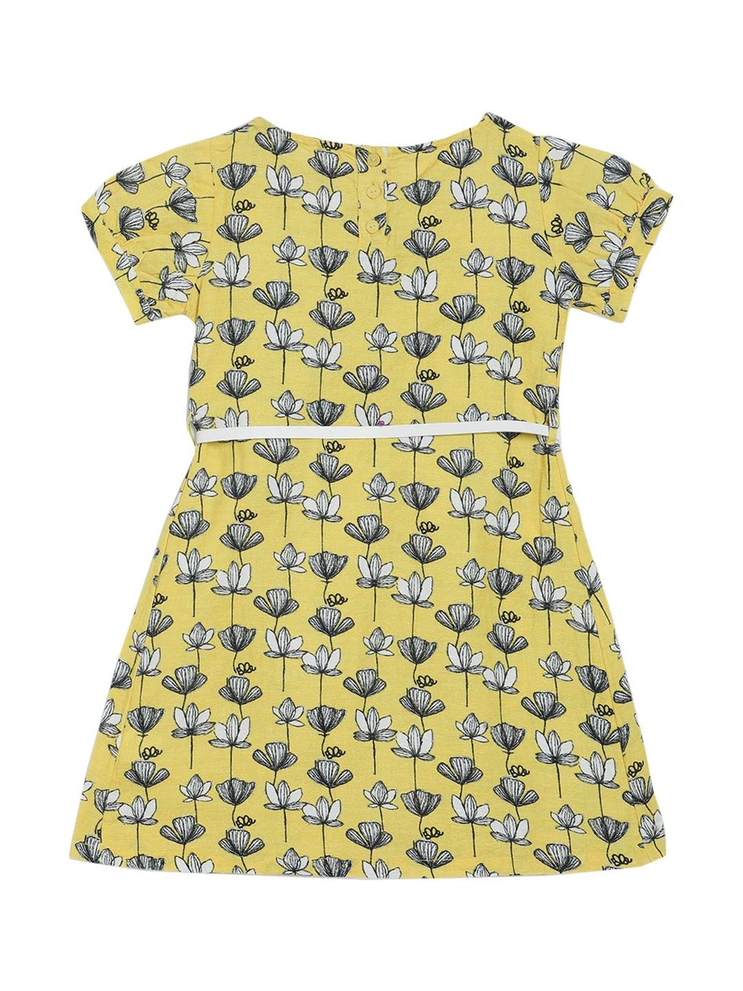 Elle Kids Yellow Cotton Printed Dress