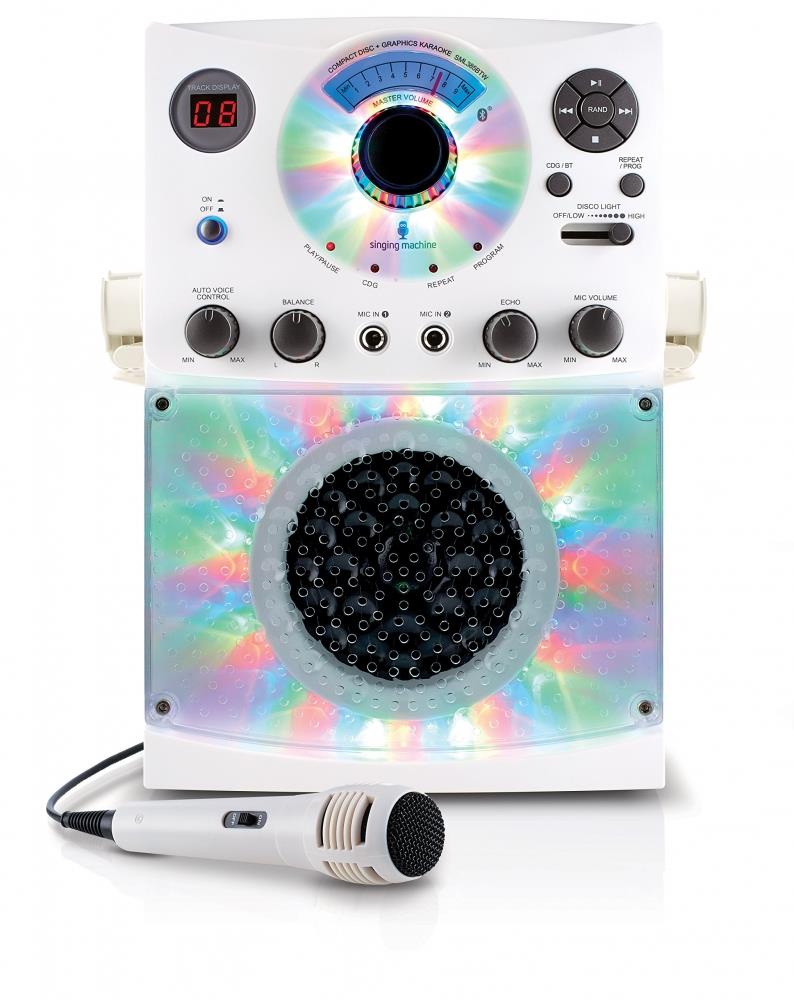 The Singing Machine(R) Sml385btw Bluetooth(R) Karaoke System With Led Disco Lights & Microphone (White)  15.80In. X 11.1
