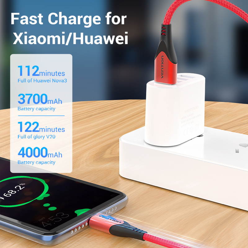 Vention USB Type C Cable Quick Charge Nylon USB A to USB C Cable 3A Fast Charging Compatible