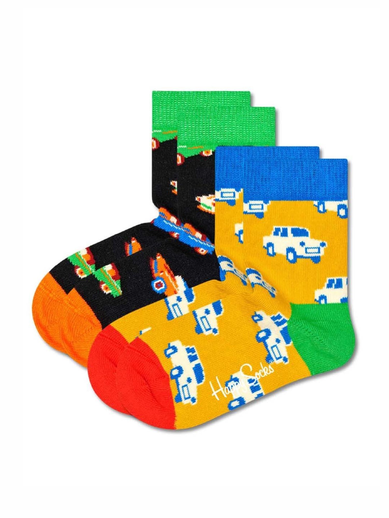 Happy Socks Kids Car Multicolor Cotton Printed Socks (0-12M) - Pack of 2