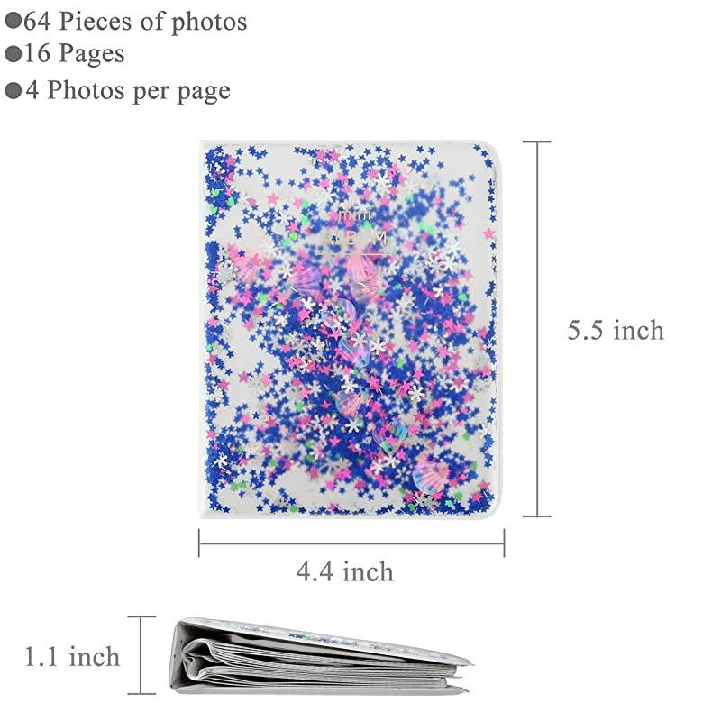 Mini Photo Album 2 Pack 64 Pockets Shell Album for Fujifilm Instax Mini 7s 8 8 9 25 26 50s 70 90 Film Polaroid Camera 3inch Film Blue Shell + Pink Shell