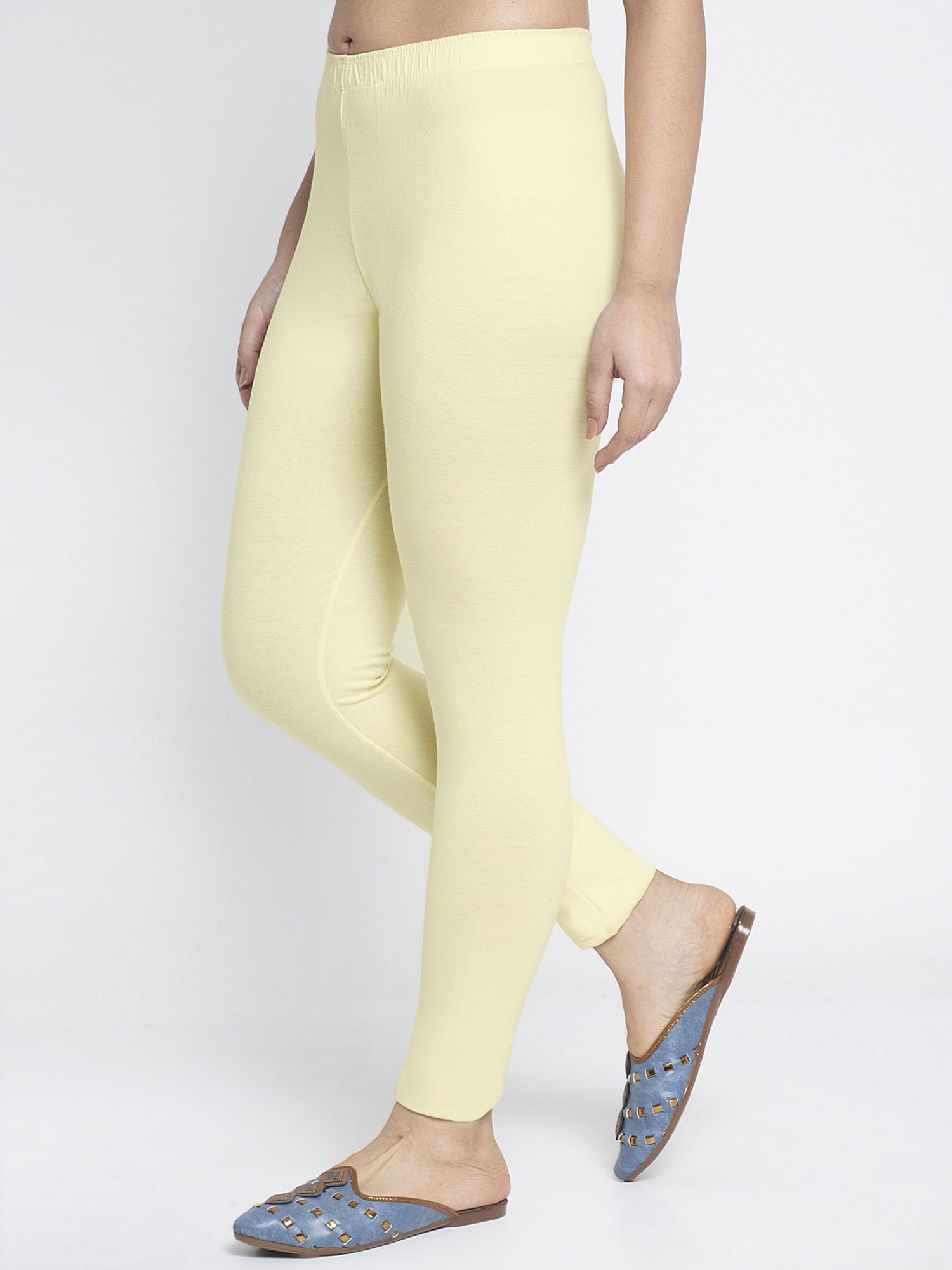 Gracit Yellow & Pink Mid Rise Leggings - Pack Of 3
