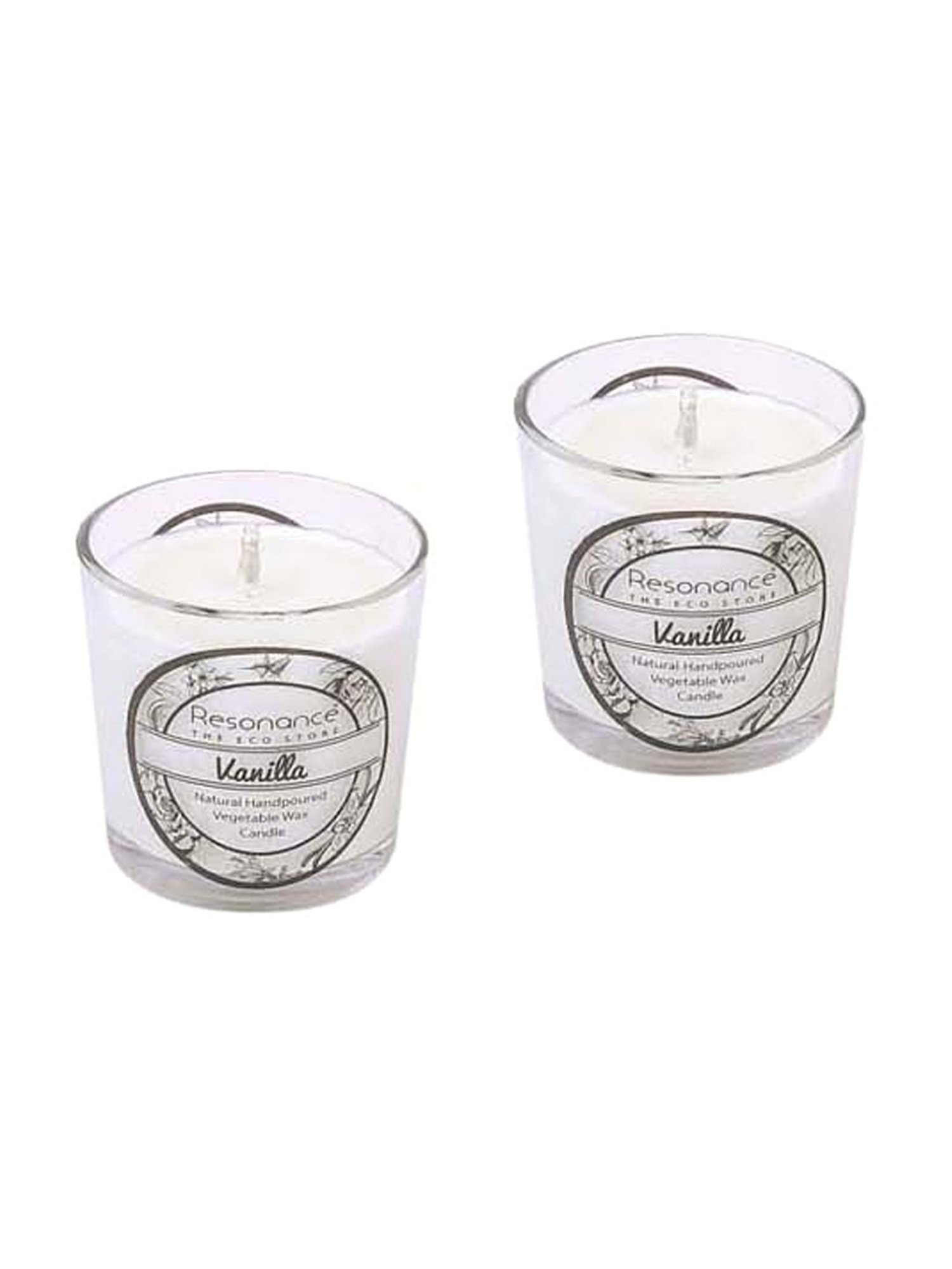 RESONANCE White Soy Wax Scented Aromatic VEGAN Candles (Vanilla) - Set of 4