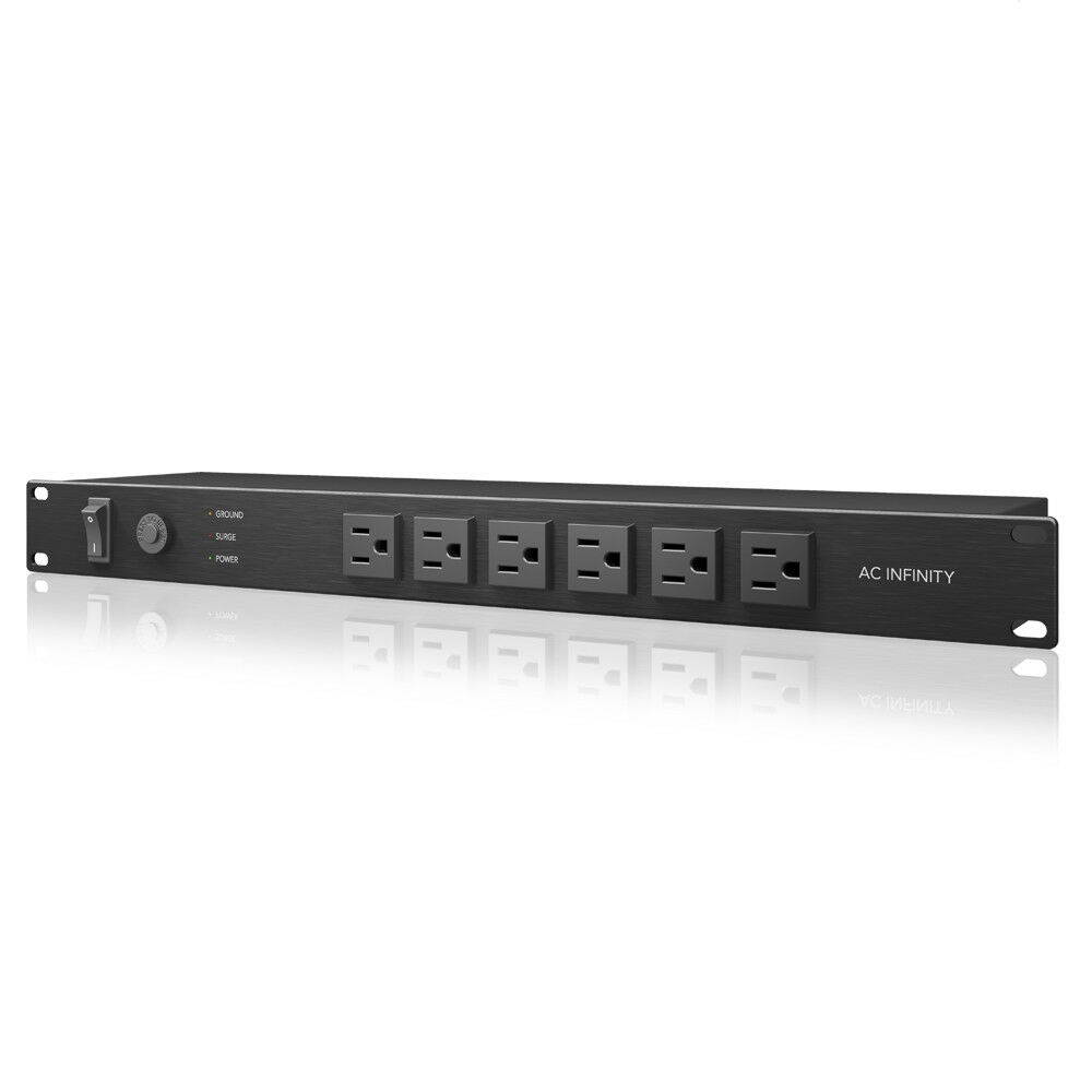 TESLACORE A2, Rackmount PDU with Surge Protector 15A, 6 Front and 6 Rear Outlets