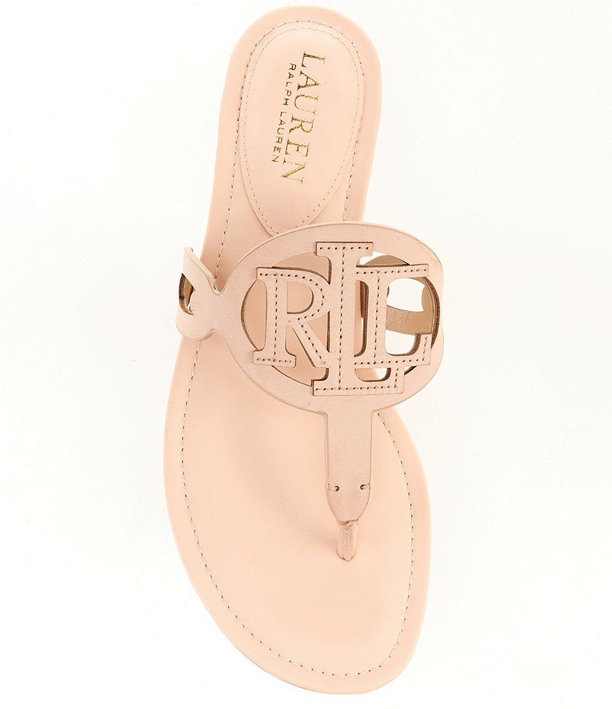 Lauren Ralph Lauren Audrie Leather Logo Thong Sandals