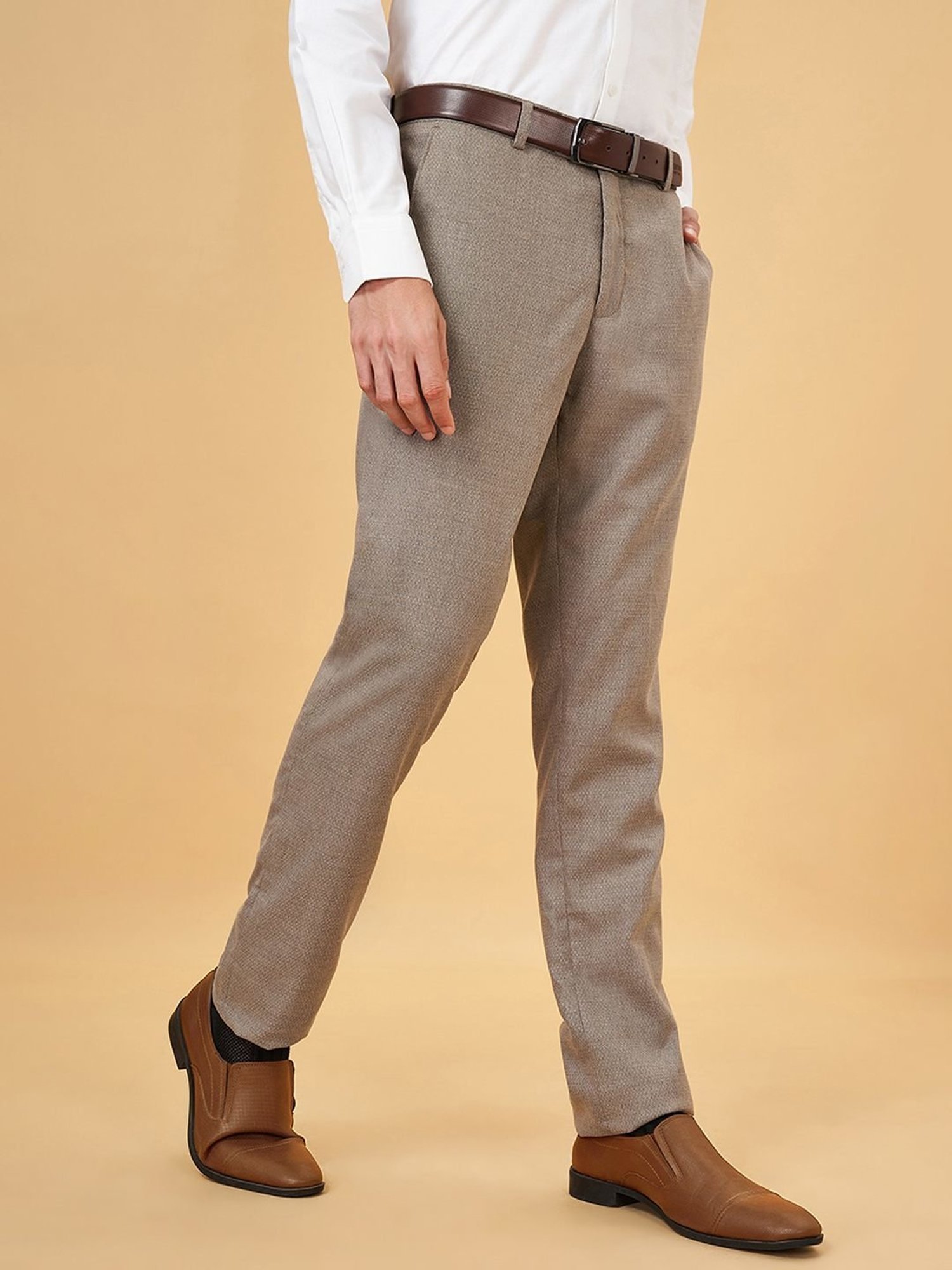 Peregrine By Pantaloons Brown Regular Fit Trousers