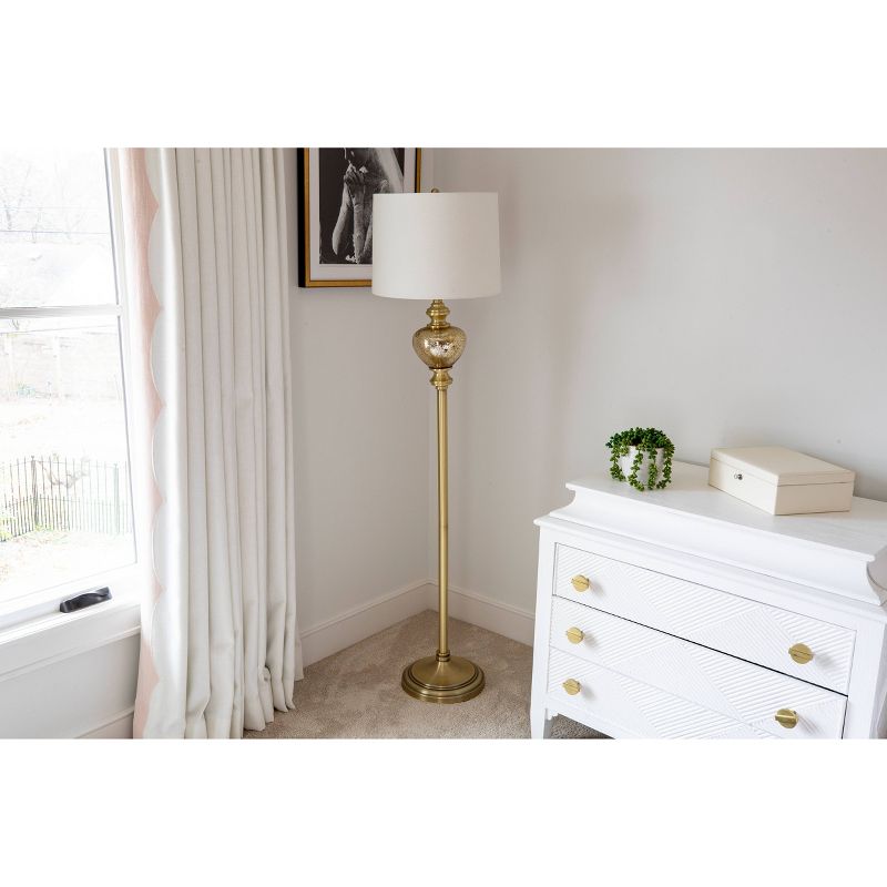 63" Redmond Glass Font Steel Floor Lamp Gun Metal - Decor Therapy