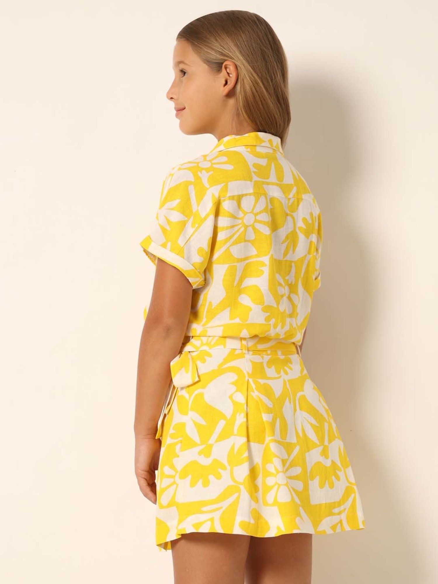 VERO MODA GIRL Yellow & White Printed Shirt