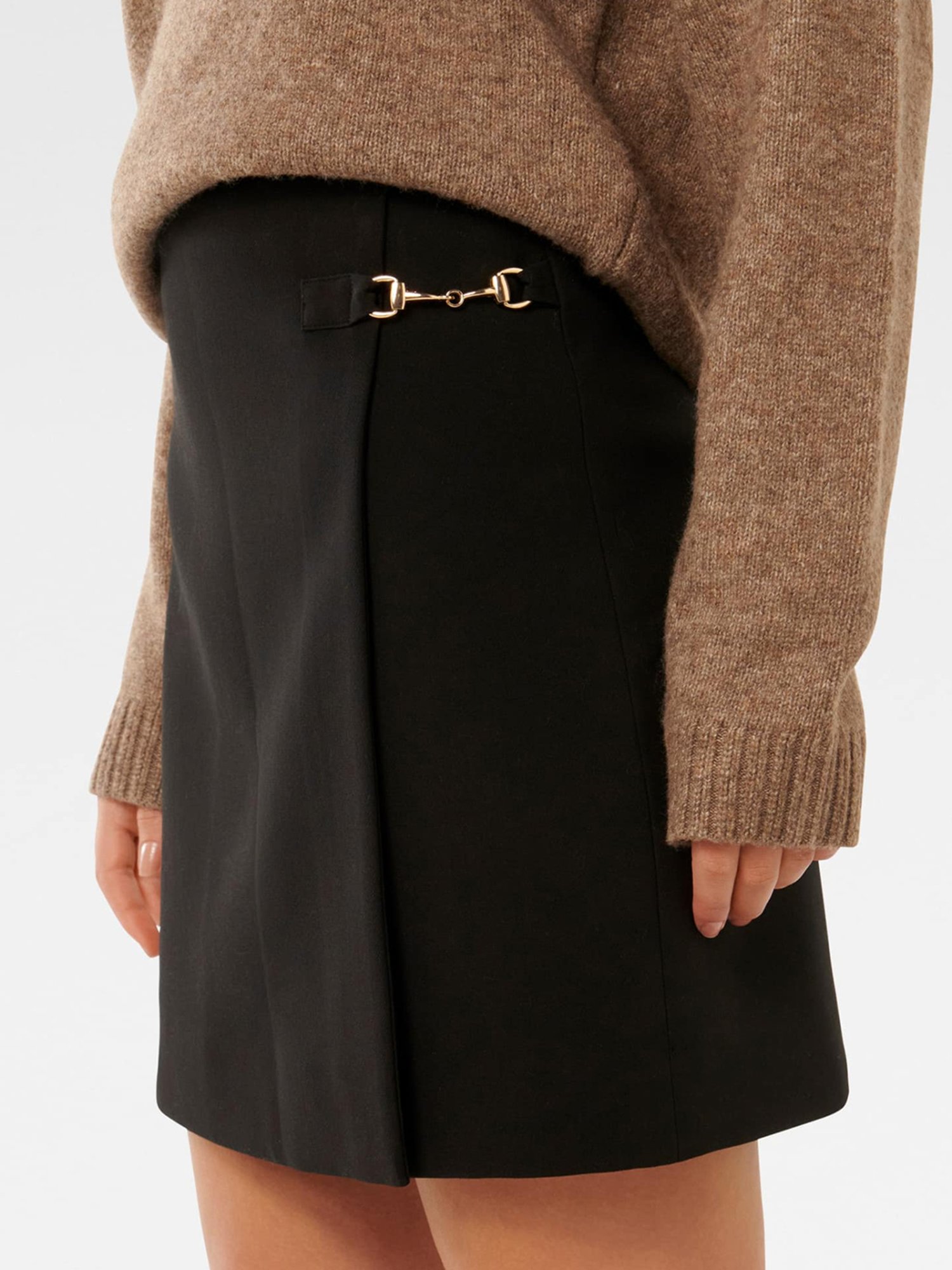 Forever New Black Edie Buckle Detail Wrap Skirt