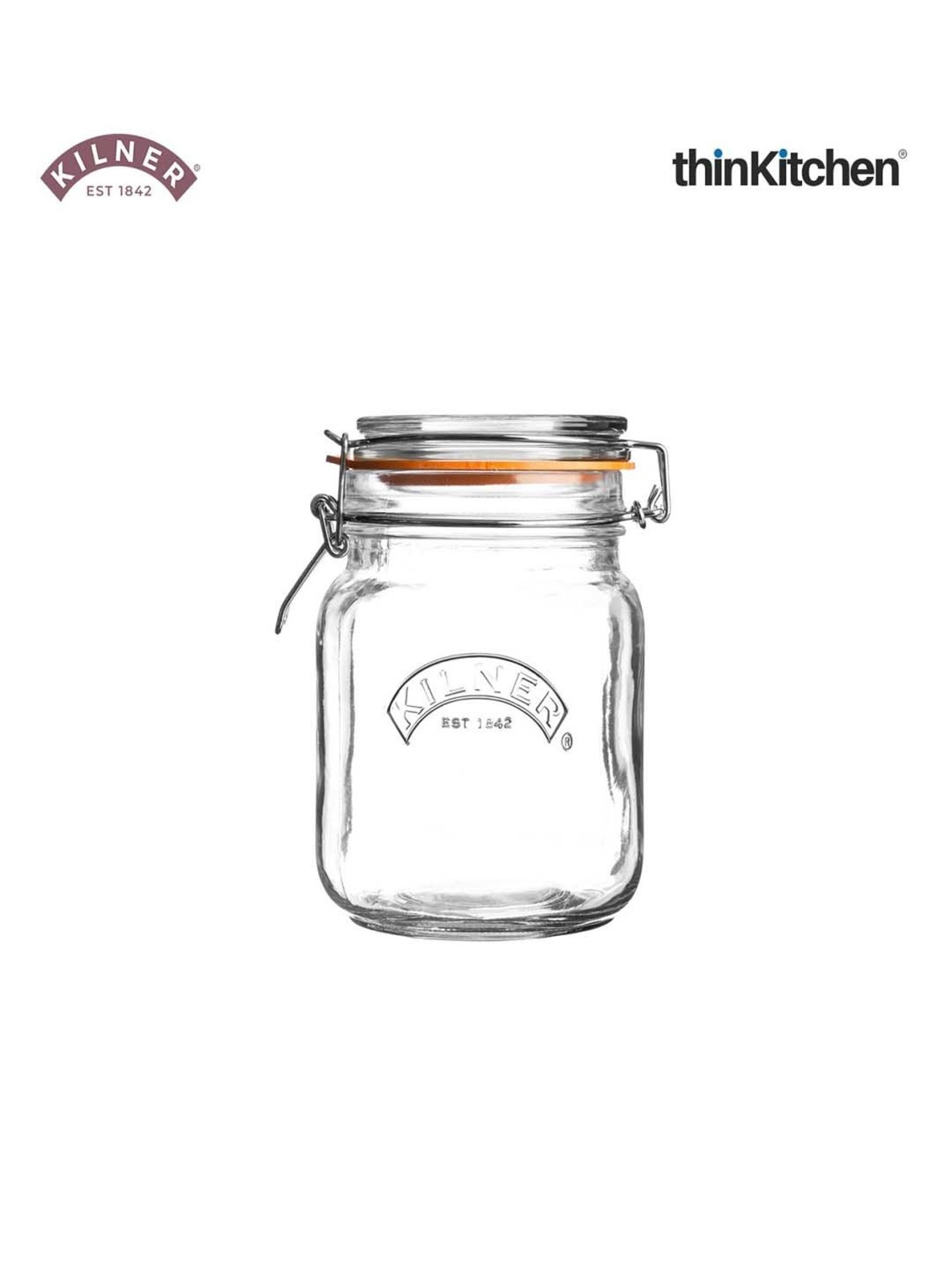 Kilner Transparent Glass Square Clip Top Storage Jars (1 L) - Set of 6