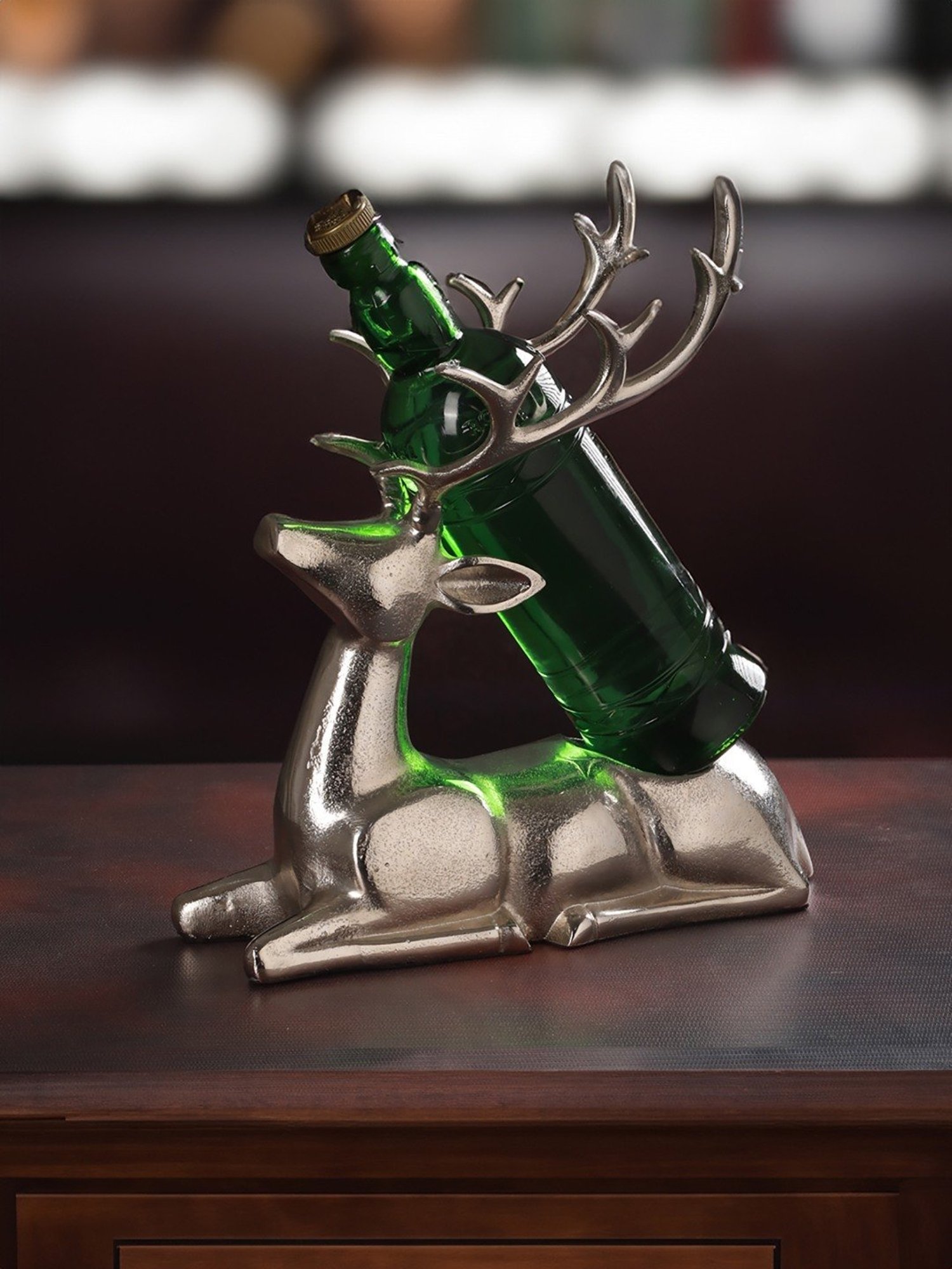 Trovea's Deer Design Silver Bottle Rack