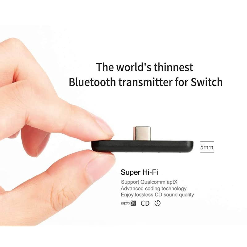 Route Air Switch Bluetooth Adapter Wireless Audio Transmitter wAPTX Low Latency Compatible with Nintendo Switch Switch Lite PS5 PS4 PC etc for Airpods Bluetooth Headphone Speakers Black