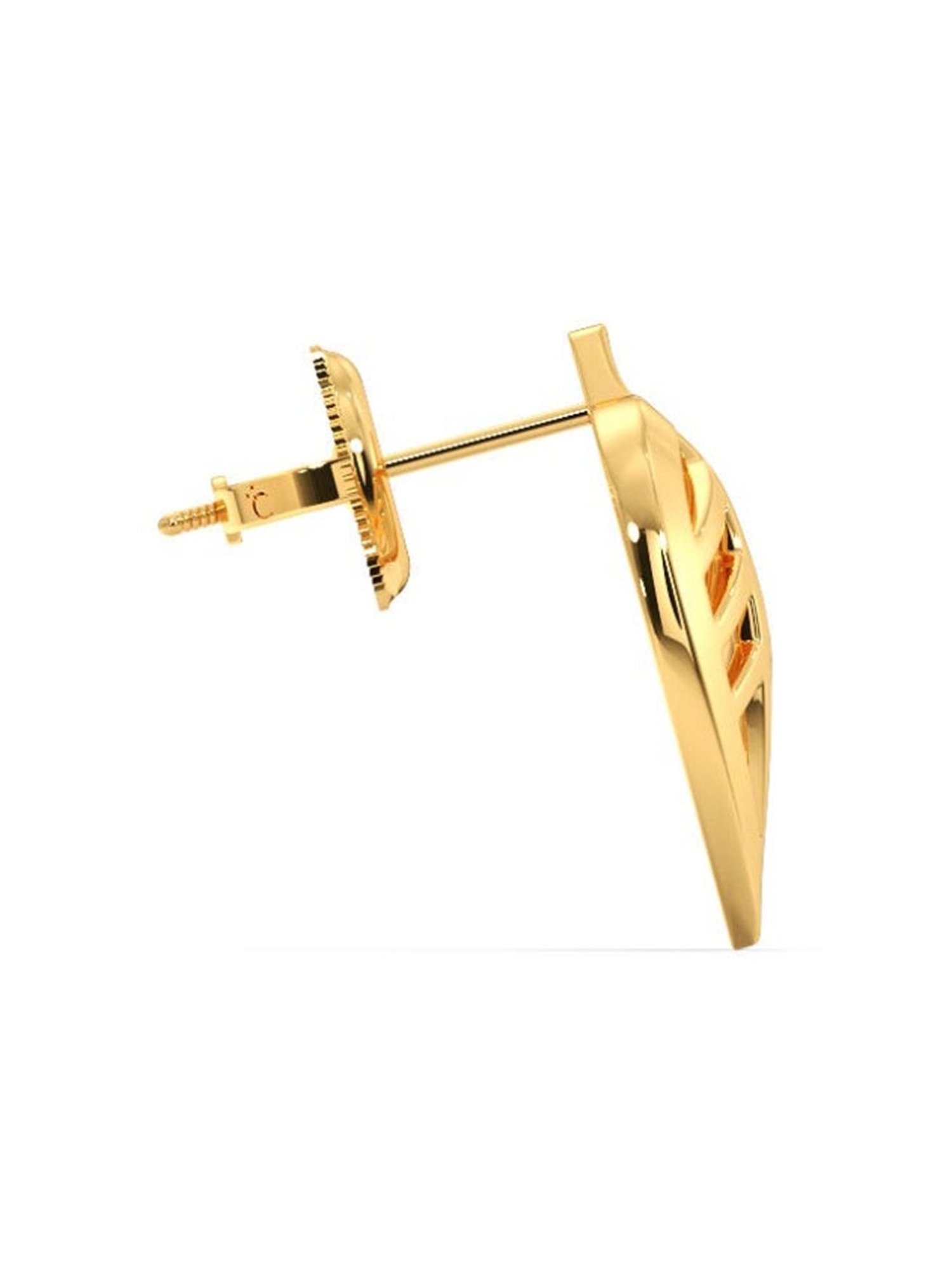 Candere by Kalyan Jewellers Peacock Collection 18k Yellow Gold Stud Earrings for Women