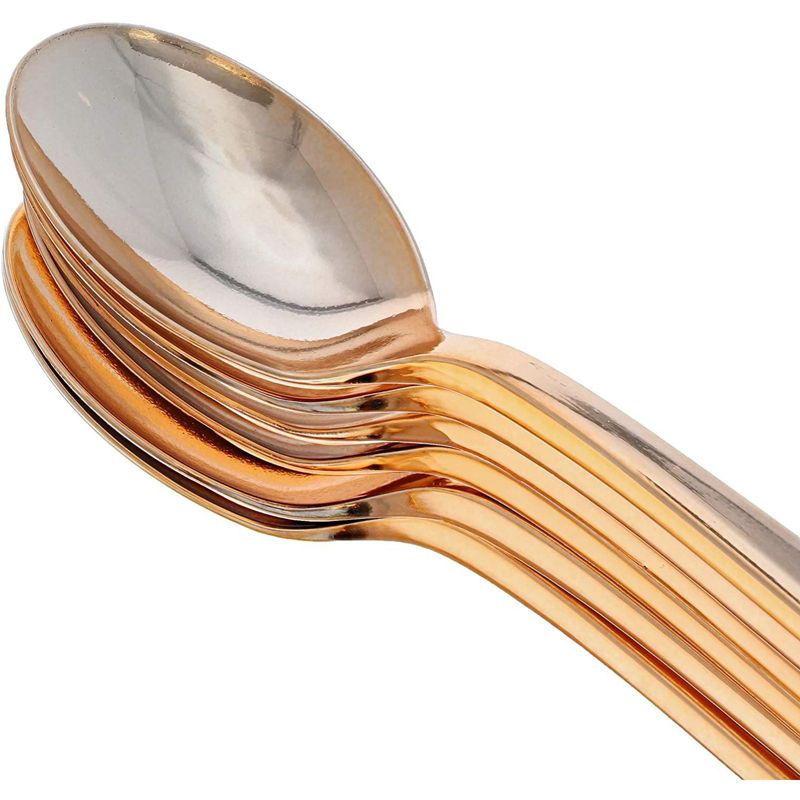 Sparkle and Bash 72 Pack Plastic Metallic Rose Gold Cutlery, Disposable Dinnerware Set