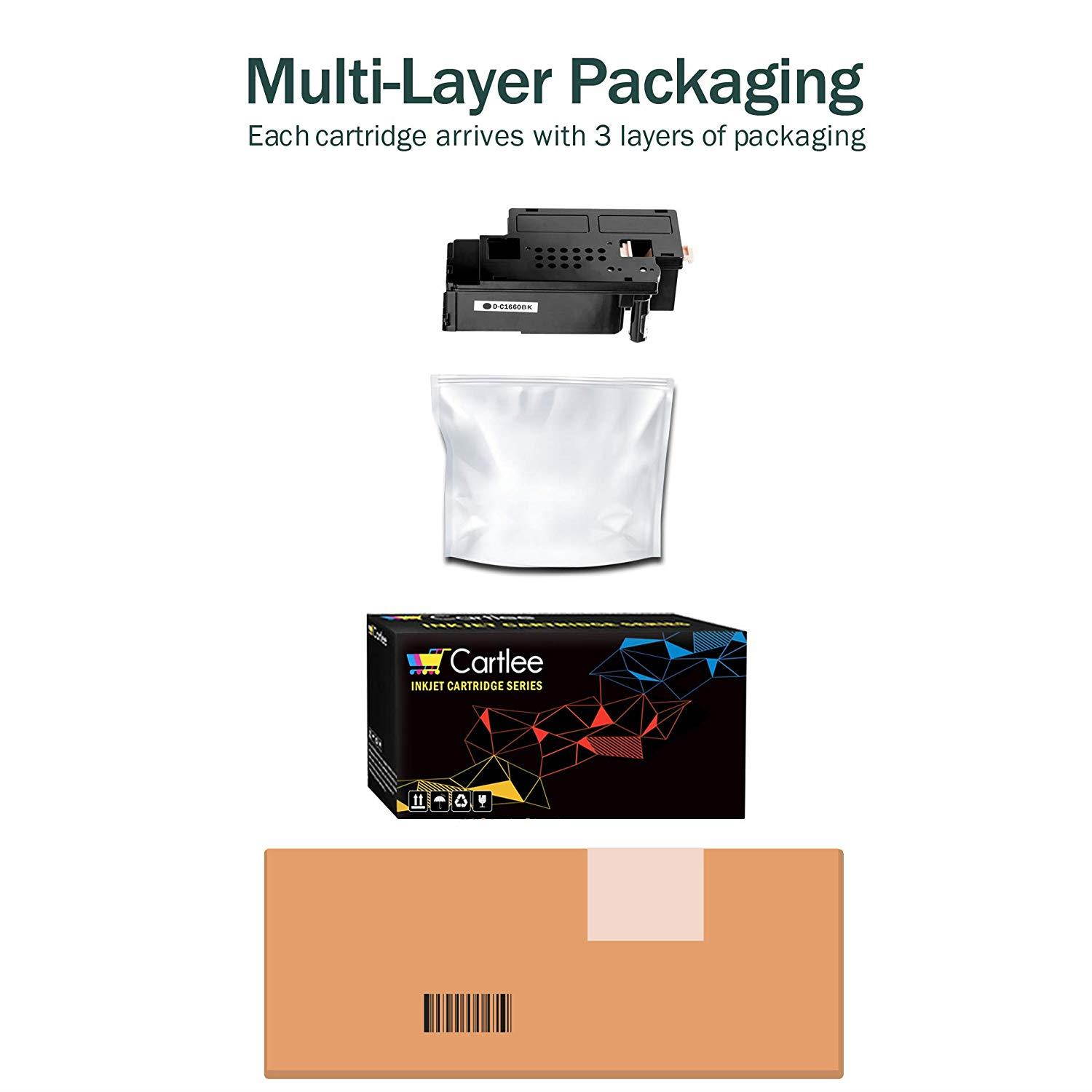 Cartlee Set of 2 Black Compatible High Yield Laser Toner Cartridges Replacement for Dell C1660, C1660W, C1660cnw, 1660, 1660w, 1660cnw 4G9HP Printers